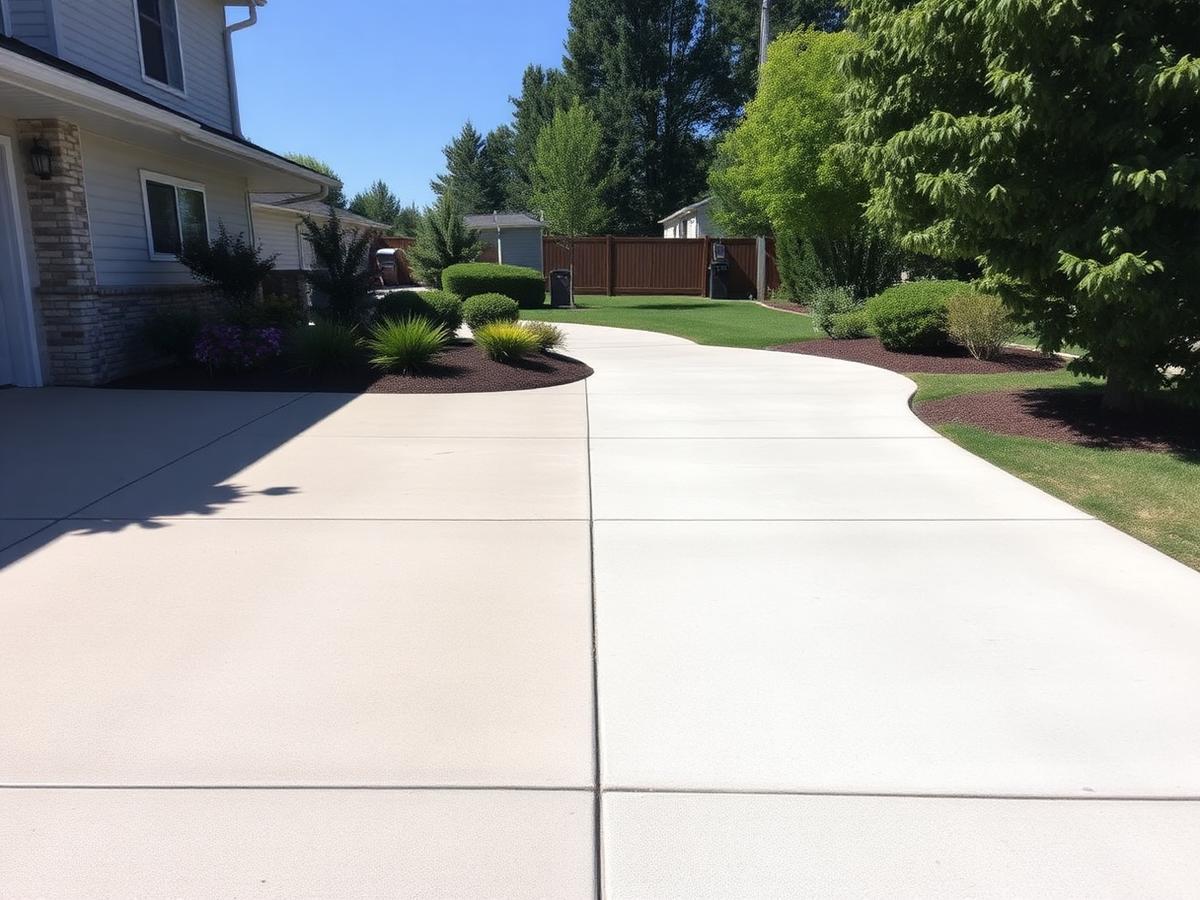 Freshly pressure washed concrete driveway in Starkville, MS